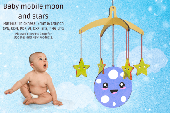Baby Mobile Moon and Star SVG for Laser Cutting
