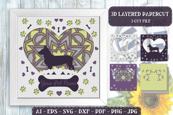 Charming 3D Layered Papercut Corgi Design