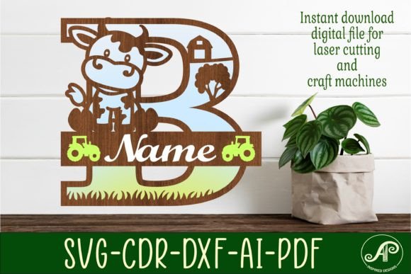 Cow Capital Monogram Letter B SVG Cut for Layered Designs