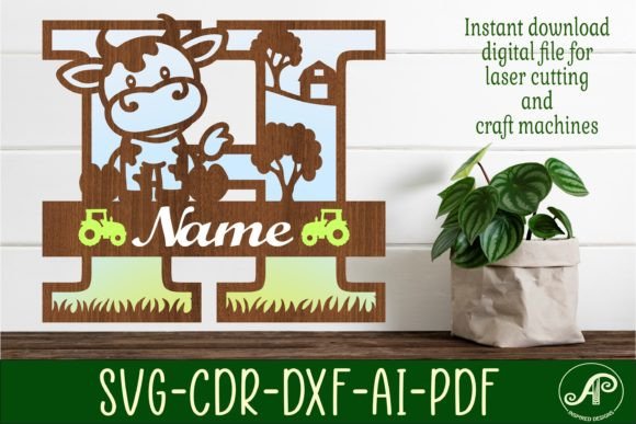 Cow Capital Monogram Letter H SVG Cut