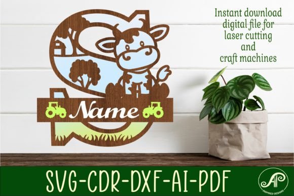 Cow Capital Monogram Letter S SVG Cut