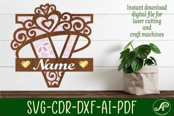 Crown Capital Monogram Letter V SVG