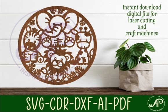Cute Safari Animal Wall Art Sign, SVG