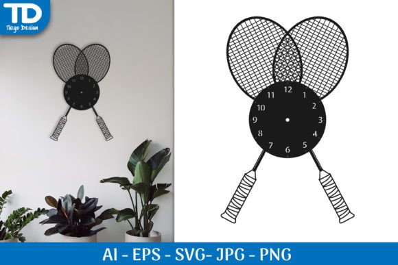 Design Dynamic Time with Racket Badminton Wall Clock Svg