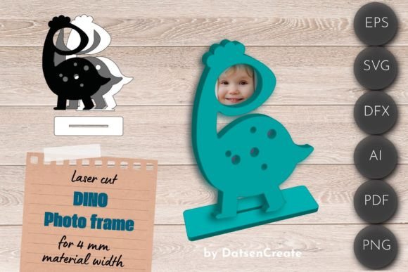 Dinosaur Photo Frame for Laser Cut, Dino