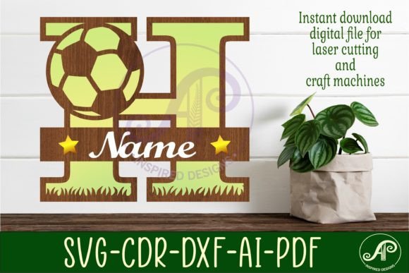 Football or Soccer Monogram H Letter
