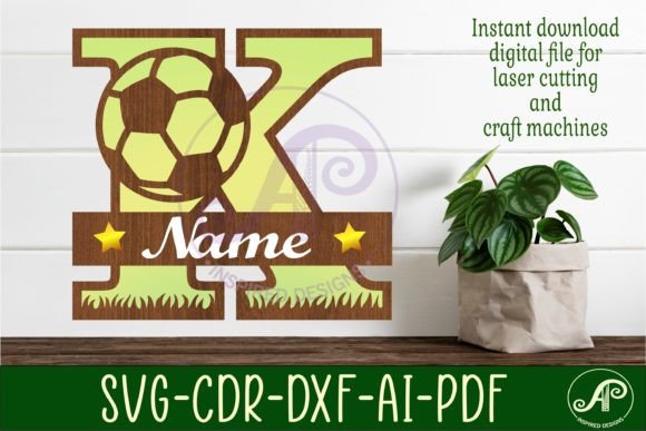 Football or Soccer Monogram K Letter