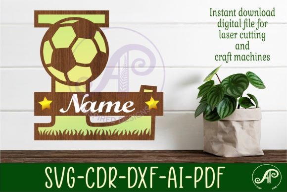 Football or Soccer Monogram L Letter SVG Cut File