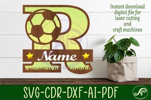 Football or Soccer Monogram R Letter for Crafters