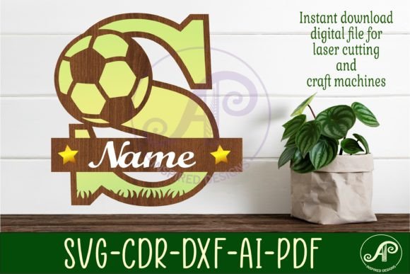 Football or Soccer Monogram S Letter
