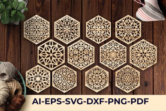 Hexagonal Coasters: Laser Cut SVG Design Files