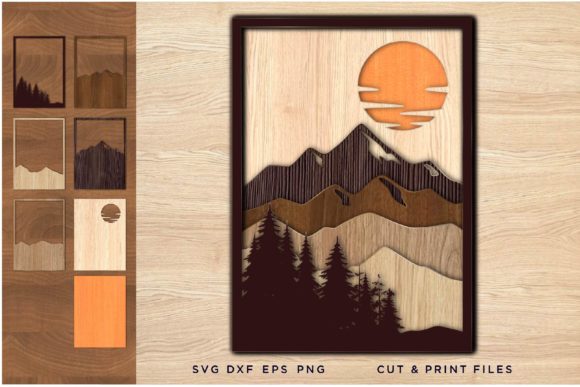 Laser Cut Files: Layered Landscape 3D Art & Instant Download
