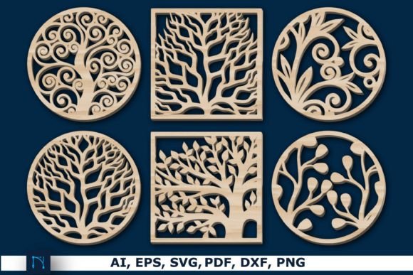 Laser-cut Tree Wall Decor SVG Bundle