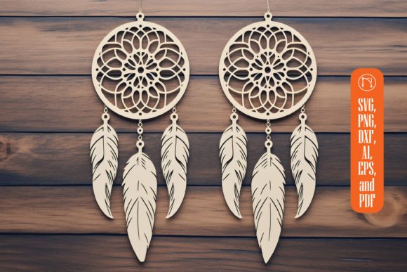 Lasercut Feather Dream Catcher SVG Bundle
