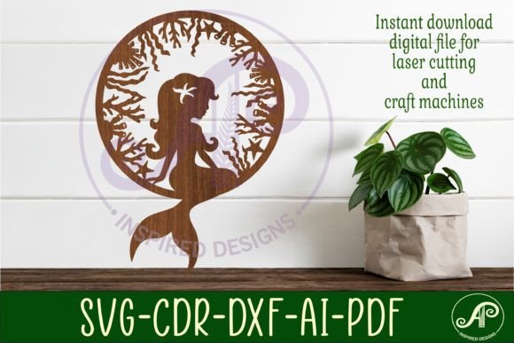 Mermaid Wall Art Sign SVG File for Creative Projects