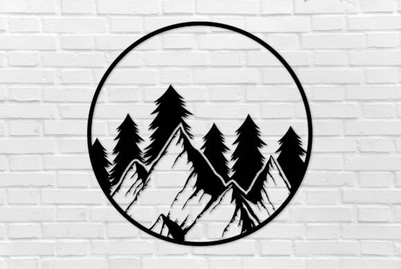 Mountain Wall Art with Forest Laser Cut Design