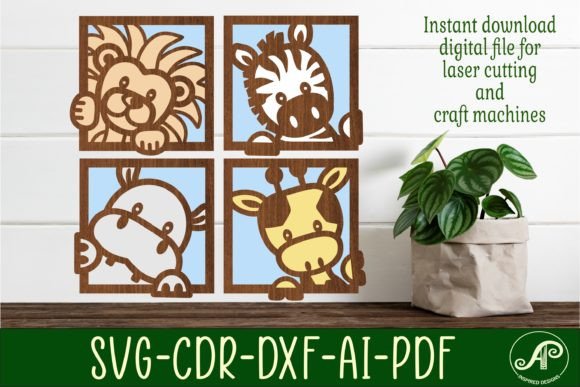 Safari Animal Wall Art SVG Laser Cut