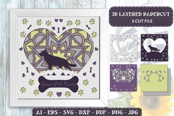 Stunning Pet Dog 3D Layered Papercut: A Creative Design Asset