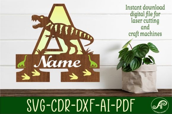 T Rex Monogram Capital Letter a SVG File for Crafters