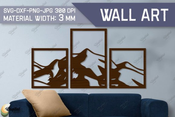 Wall Art Laser Cut Mountains SVG for Digital Design